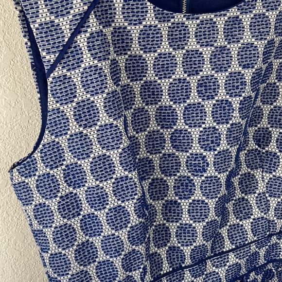 Skies Are Blue Dress Womens Medium Blue White Sleeveless Sheath Textured Pockets - Picture 6 of 12